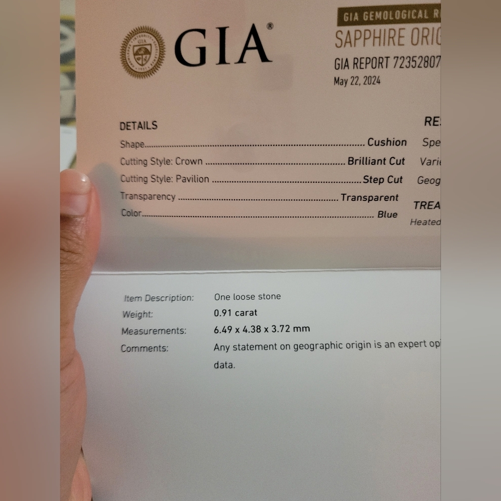 GIA Certified Royal Blue Sri Lankan (Ceylon) Sapphire - Picture 6 of 10